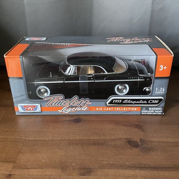 1955 Chrysler C300 Black 1/24 Scale Diecast Model Toy Car Motor Max - Picture 1 of 6